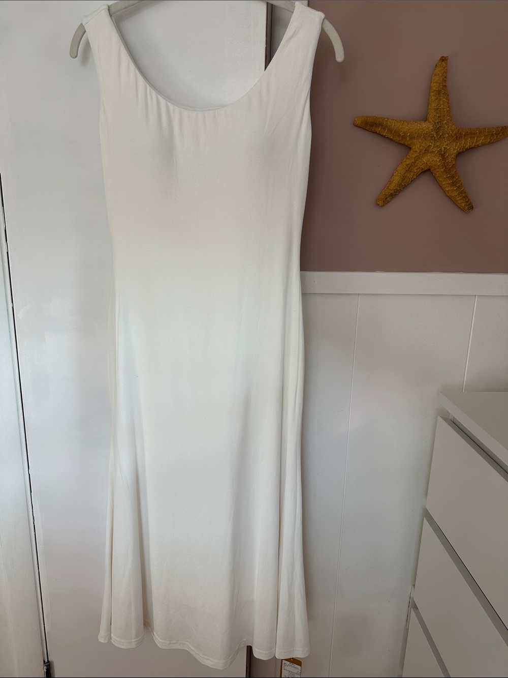 OGL White Sleeveless Midi Dress, bra top dress, ivory tank dress - Picture 3 of 15